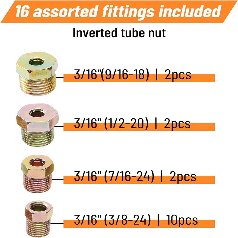 3/16 Copper Coated Car Brake Line Kit + Brake Line Double & Single Flaring Tool Kit, 25 ft