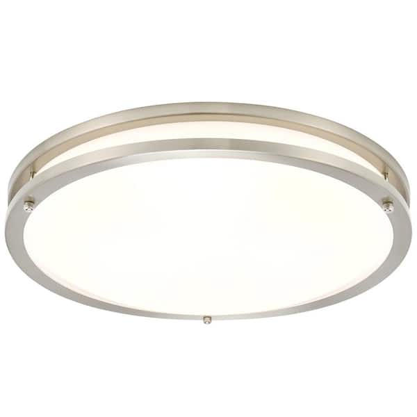 16 in. Satin Nickel LED Ceiling Mount Fixture, 5 CCT 2700K-5000K, 3600 Lumens, Dimmable