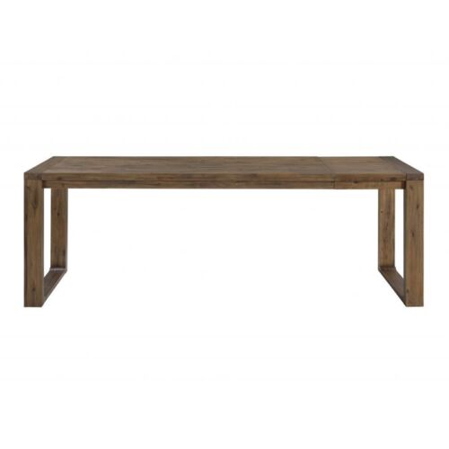 Rectangular Extendable Wooden Dining Table with Grain Details in Brown