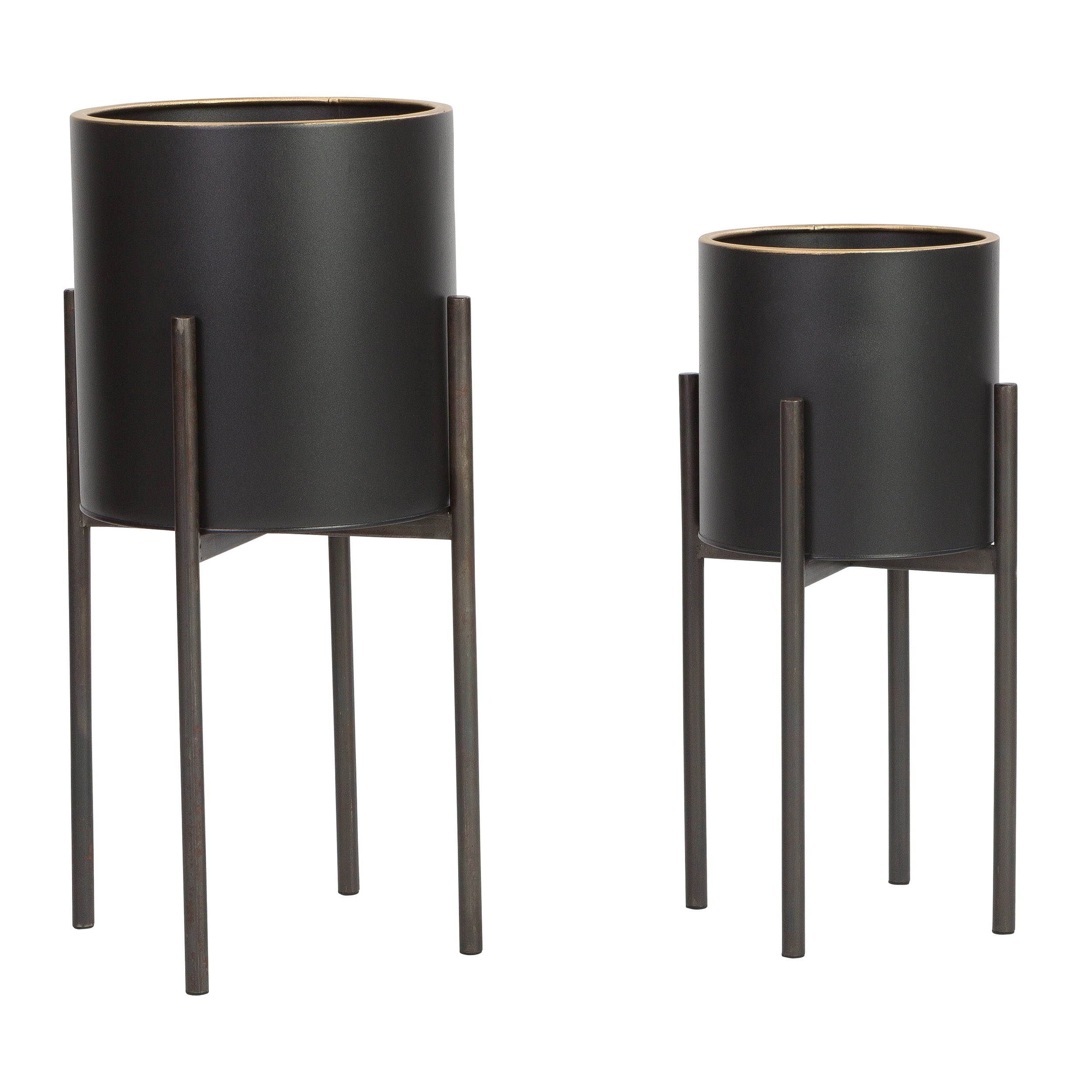 Jaxon Modern Black Planters (Set of 2)