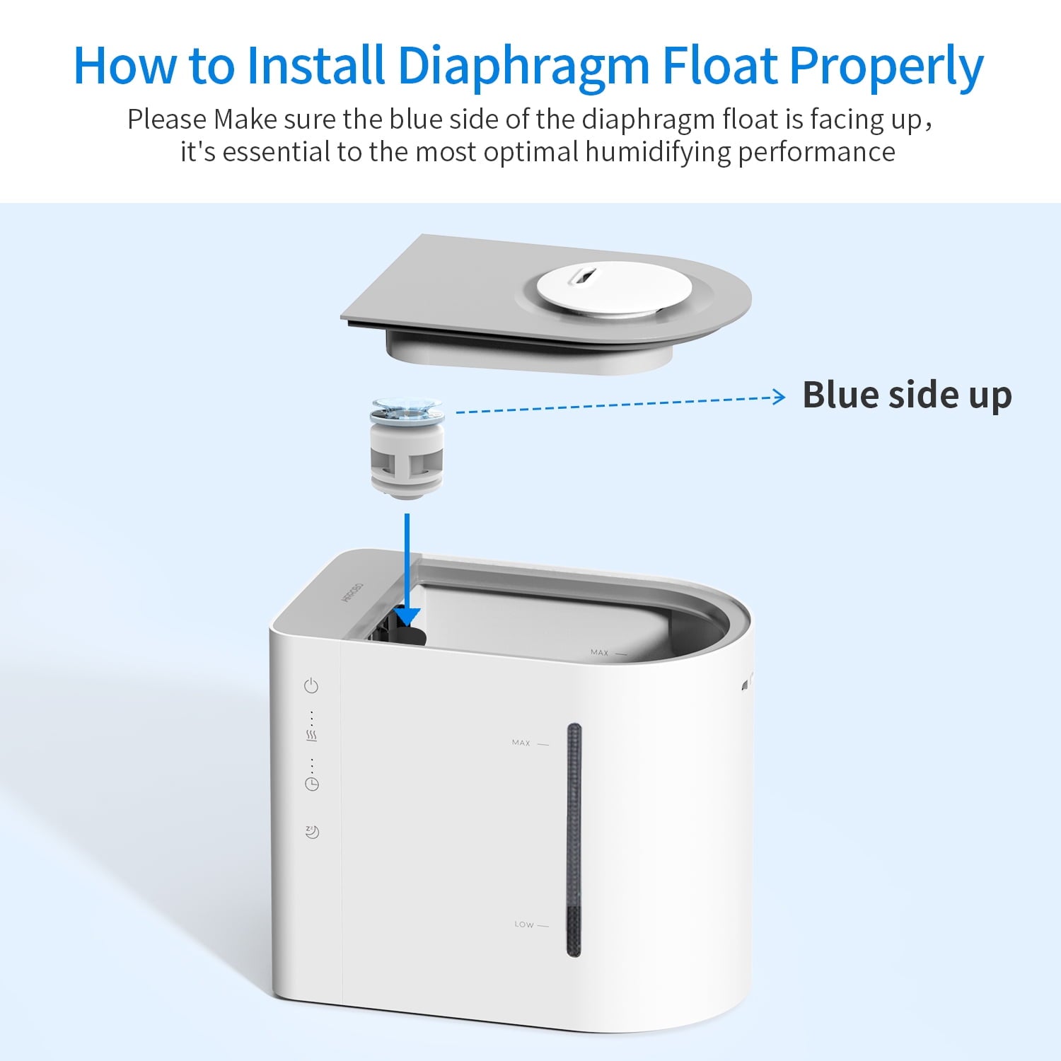 AIRROBO HU450 Ultrasonic Cool Mist Humidifier, 4.3L Top Fill Air Humidifier with 484 Sqft Room Coverage, 360° Nozzles, Waterless Auto Shut-off, White