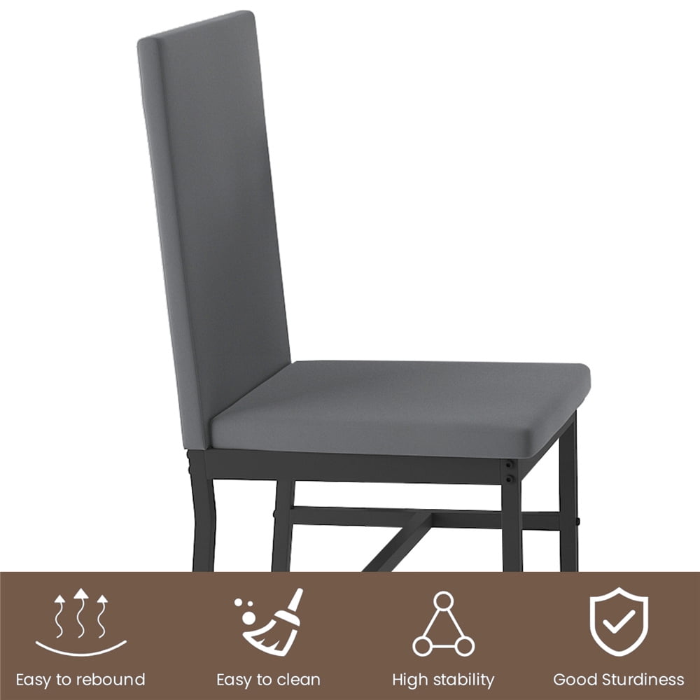 5 Piece Dining Room Table Set, Modern Dining Table Sets with Gray Velvet Upholstered Chairs for 4, Faux Marble Pattern Rectangle Kitchen Table Set for Bar Living RoomBreakfast NookSmall Space, L802