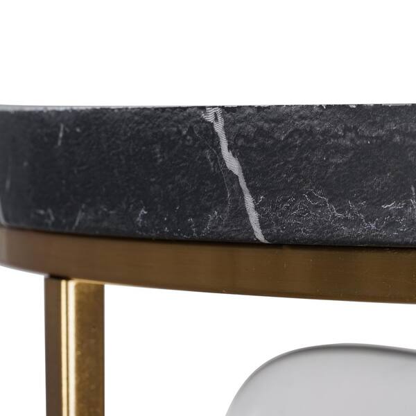 Cogburn 13 in. 2-Light Antique Brass with Black Marbled Base Flush Mount