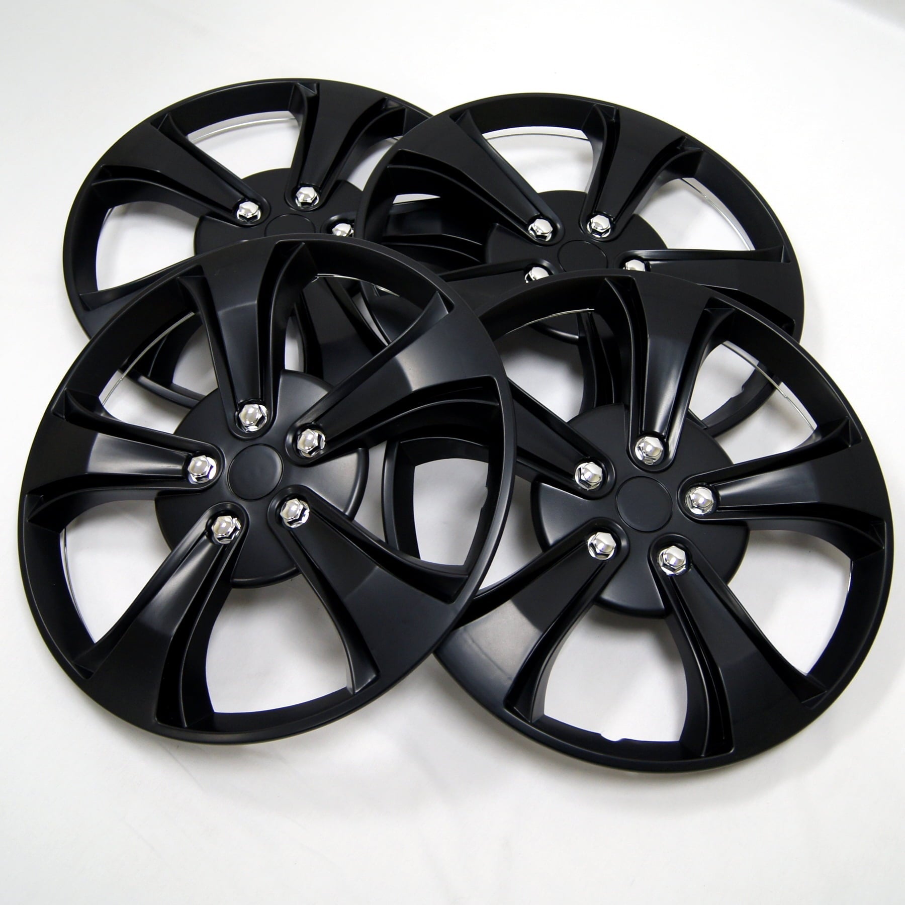 TuningPros WSC-616B17 Set of 4 Matte Black Hubcaps 17