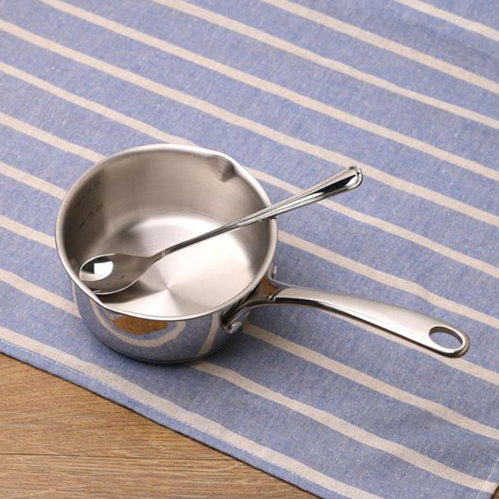 Stainless Steel Saucepan Metal Warmer Pot Kitchen Sauce Cooking Boiling Pot Nonstick Cookware, 12cm , 500ml