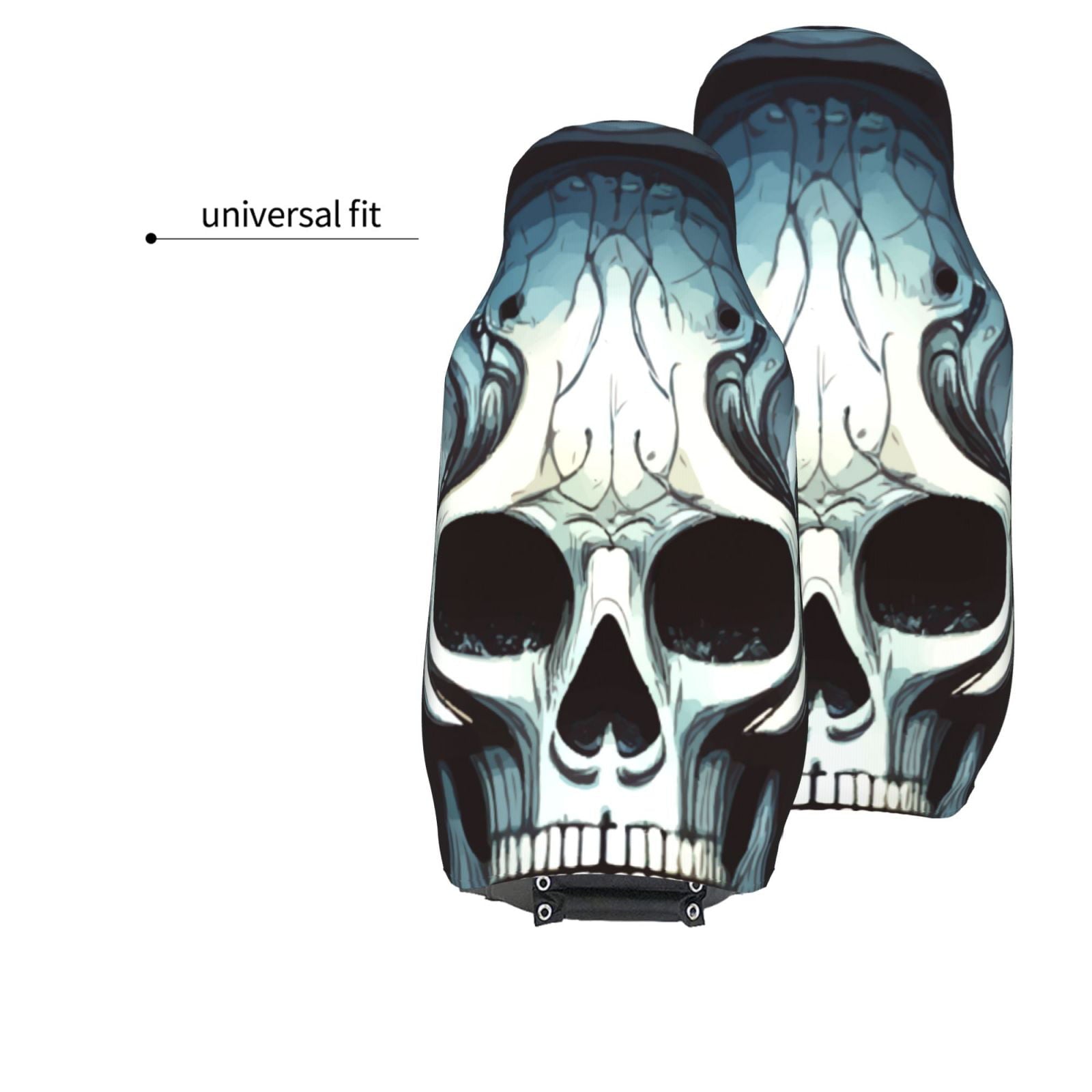 TEQUAN Front Seat Covers, Gothic Death Skull Carving Pattern 2 Piece Car Seat Cover Fit Most Car SUV Truck Van