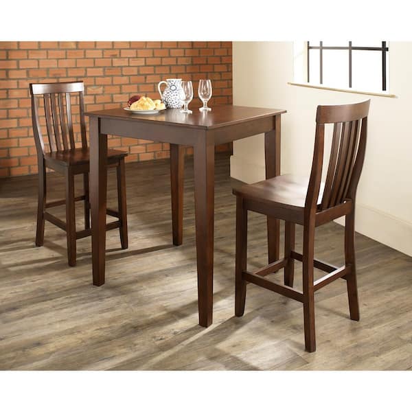 3-Piece Mahogany with School House Stools Pub Dining