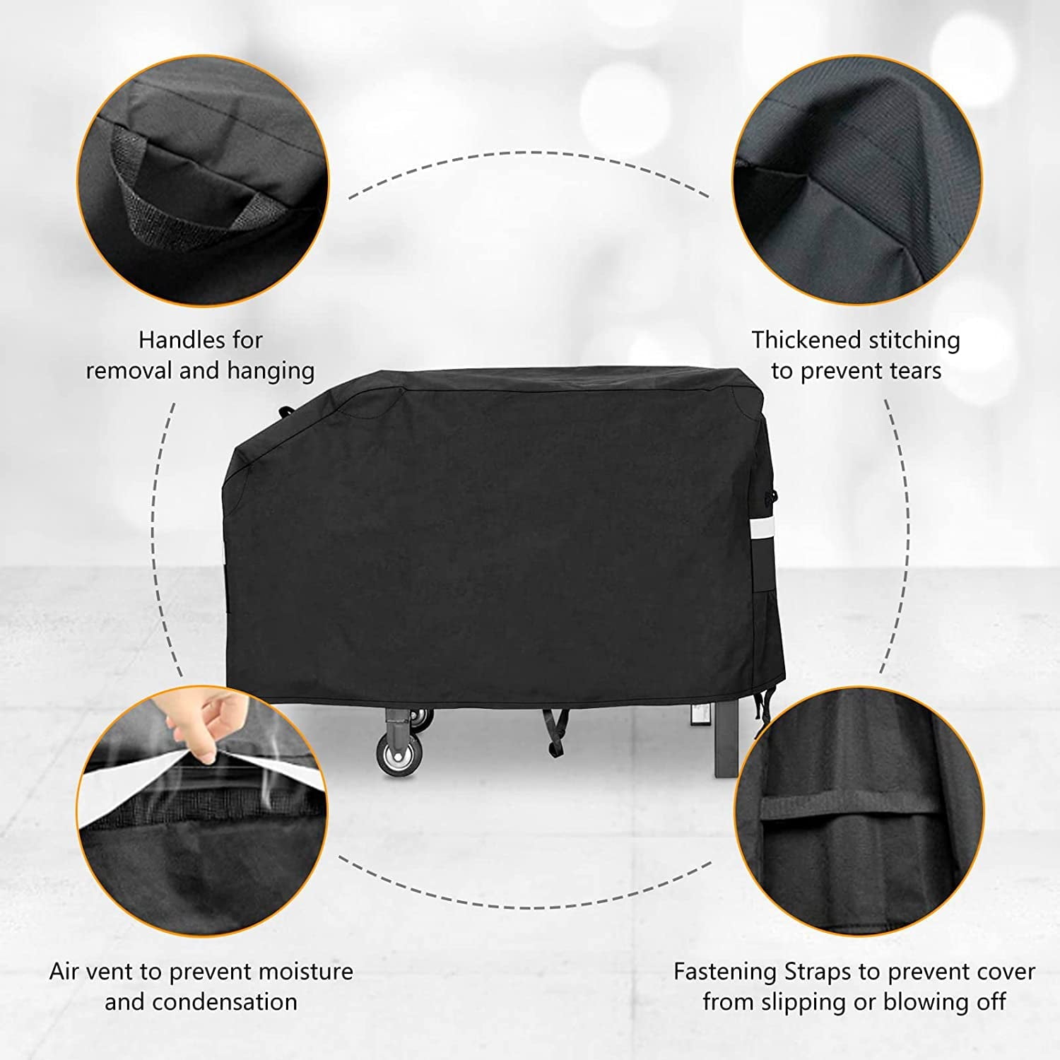 28 inch Griddle Cover for Blackstone, 600D Anti-Fade Waterproof Flat Top Grill Cover for Blackstone 28 inch Griddle Cooking Station with Single Shelf without Hood, Come with Support Pole, Black