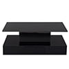 HSUNNS Black LED Coffee Table for Living Room, Modern High Glossy Center Table with 4 Drawers, Smart Cocktail Table Rectangle, Sofa Side Tea Tables with LED Lights, 40