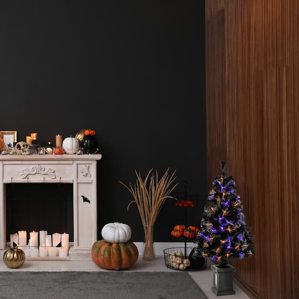 48 in. Halloween Black Plug-In Fiber Optic Entrance Tree