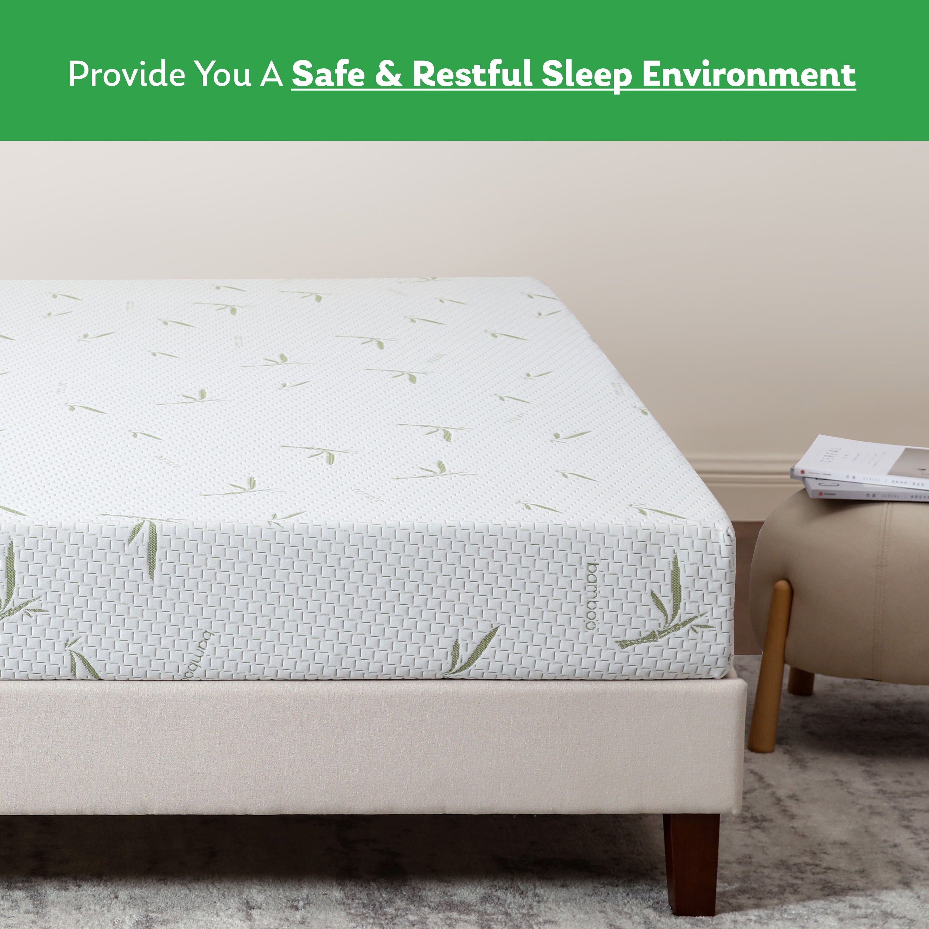 Green Tea Gel Memory Foam Mattress In a Box, Twin Size