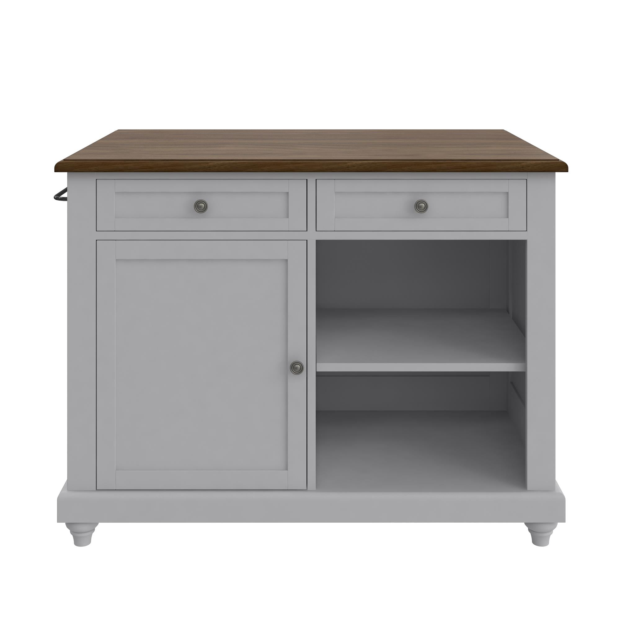 Kelsey Kitchen Island with 2 Stools and Drawers, Gray