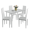 Paproos Dining Table Set for 4, Modern 5-Piece Kitchen Table Set with Marble Top and Velvet Upholstery Chairs, Heavy Duty Dinette Sets for Breakfast Nook, Dining Room Table and Chairs, Gray