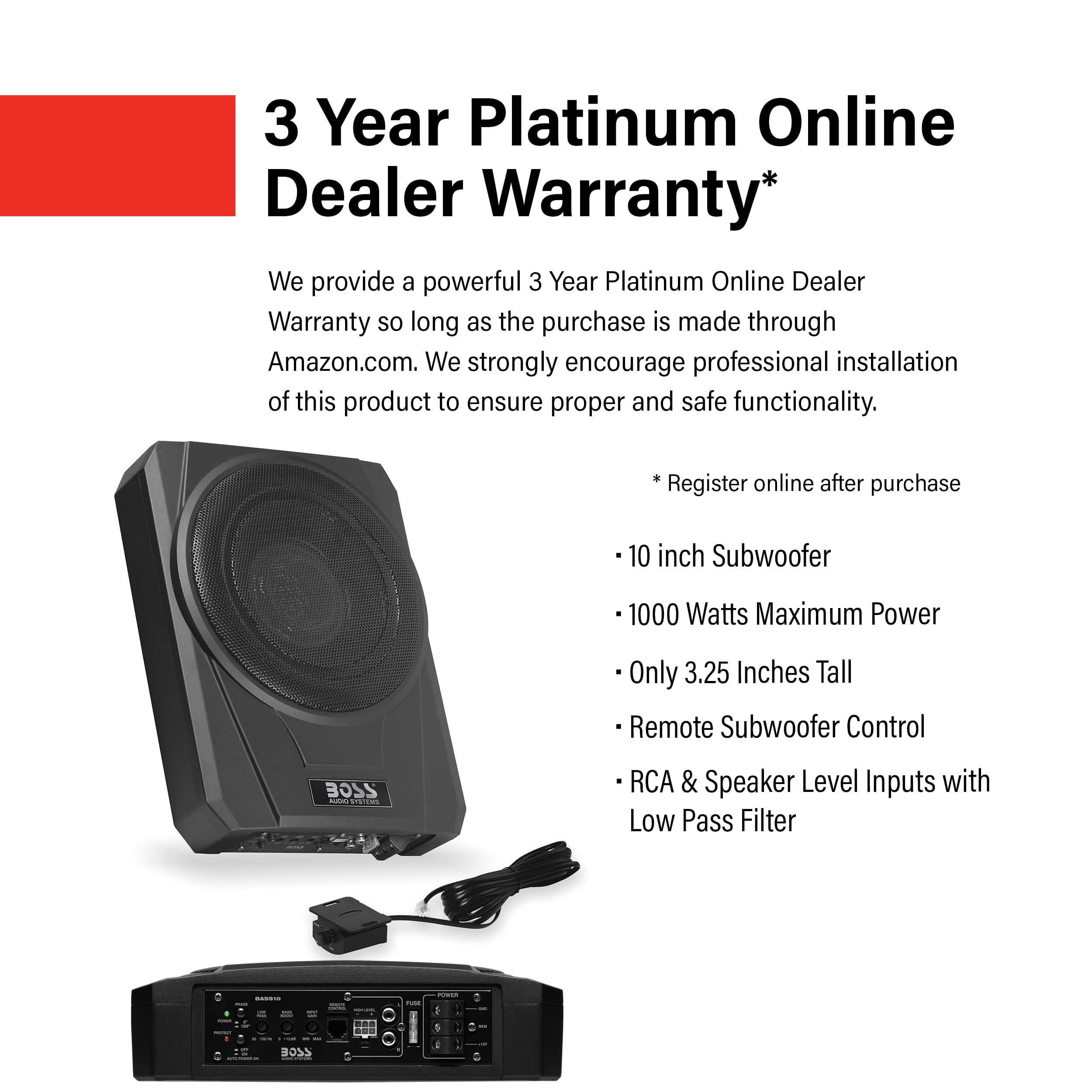 BOSS Audio Systems BASS10 Amplified 10” Car | Certified Refurbished