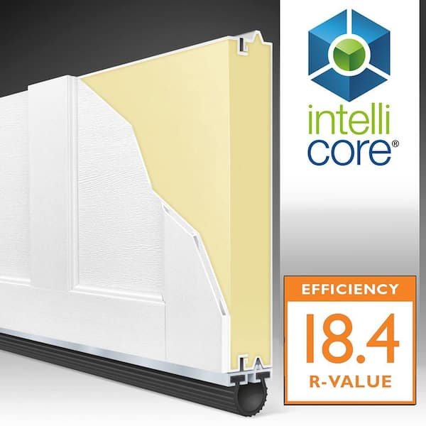 Coachman Collection 16 ft. x 7 ft. 18.4 R-Value Intellicore Insulated White Garage Door with Arch Window