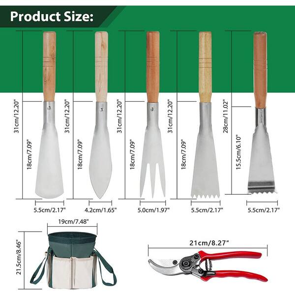 7-Piece Stainless Steel Heavy-Duty Garden Tool Set