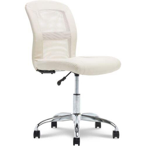 Serta Essentials Armless Task Chair Faux Leather and Mesh Cream