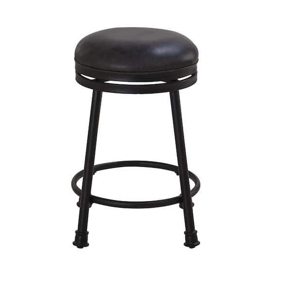 Claire 24 in. Black Base with Brown seat Swivel Counter Stool