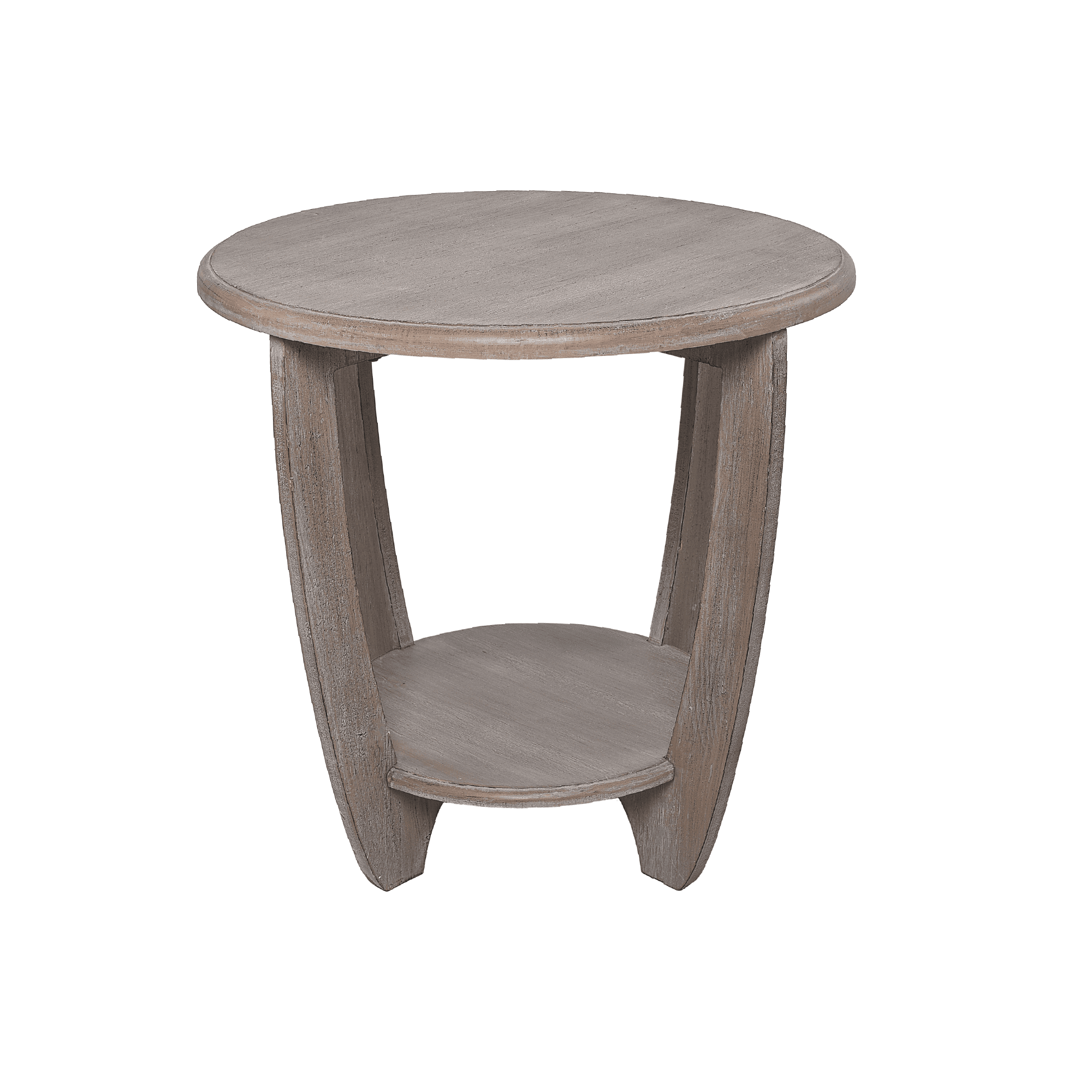 COZAYH Rustic Farmhouse End Table with Storage Shelf, French Country Accent Side Table for Family, Dining or Living Room, Small Spaces, Modern, Round, Vintage Grey Finish