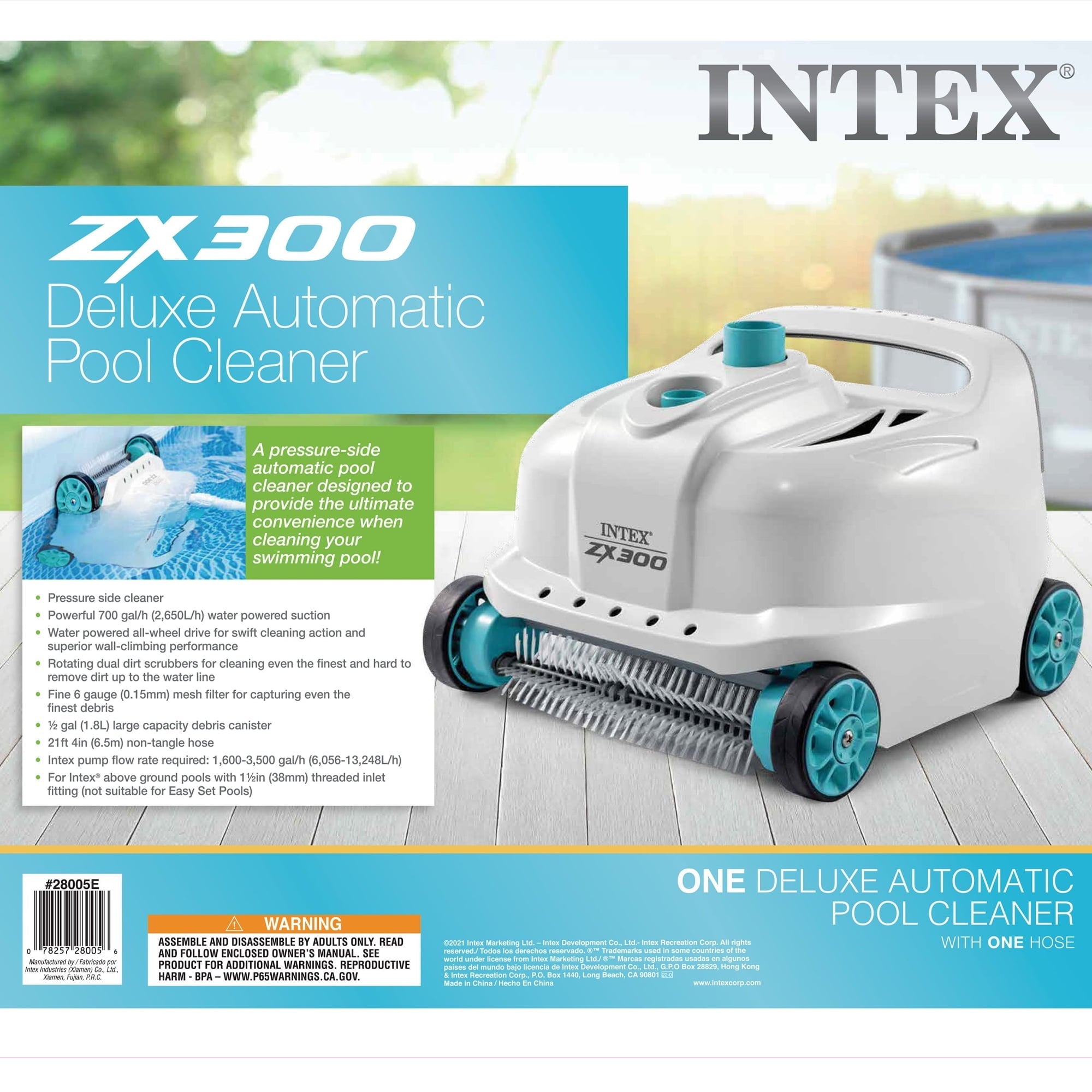Intex 28005E	 Deluxe ZX300 Automatic Pool Cleaner, 700 GPH, Above Ground Pool Robot Vacuum, Gray