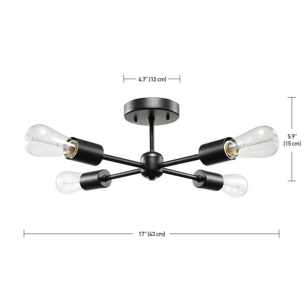 Vane 4-Light Matte Black Flush Mount Ceiling Light