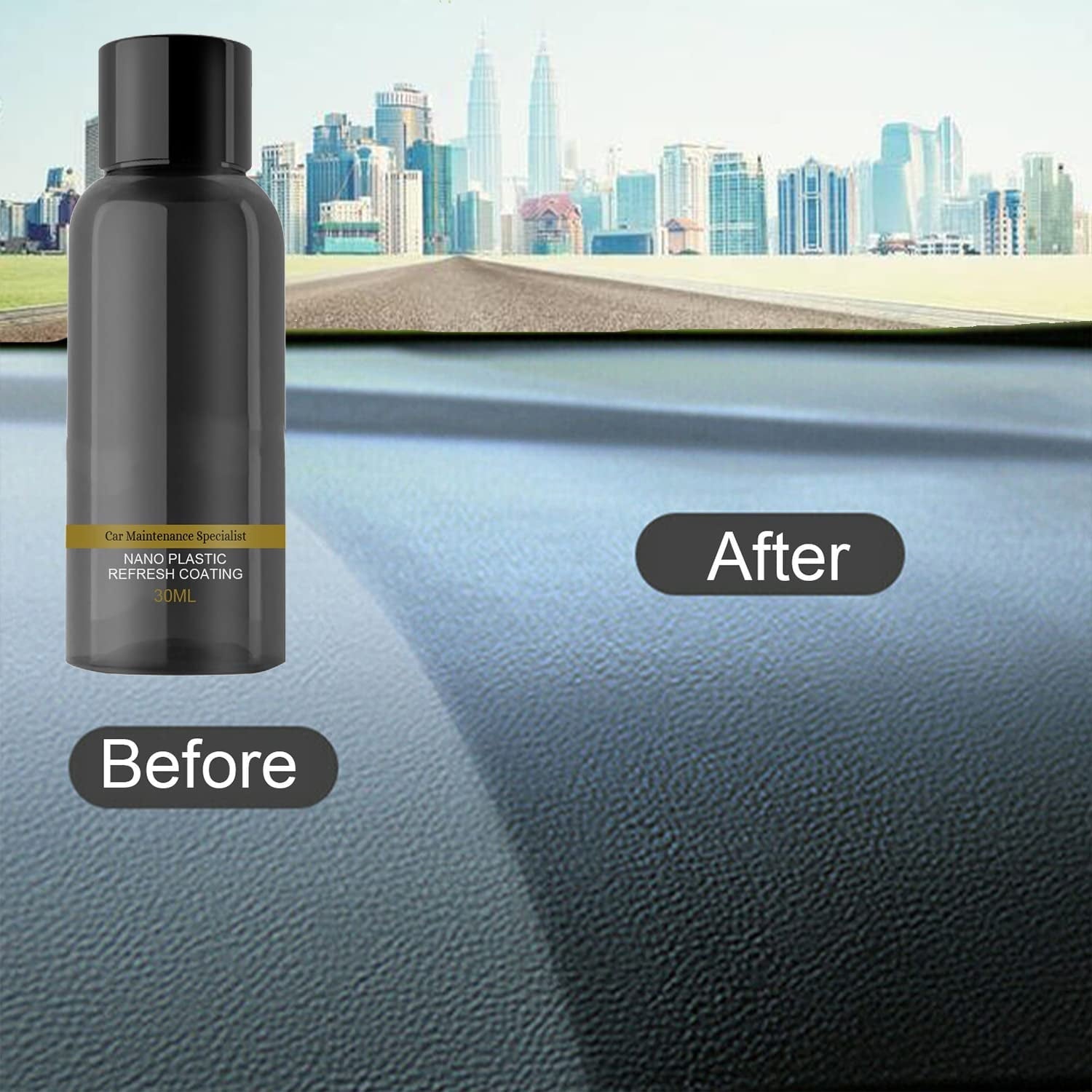 Car Cleaning Kit Plastic Revitalizing Coating Agent, Nano Plastic Refreshing Coating, Plastic Parts Refurbish Agent for Car - Car Care Tools with Sponge and Towel (30ml*2pcs)