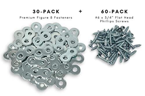 30-Pack with Screws - Heavy Duty Figure 8 Table Top Connector or Desk Top