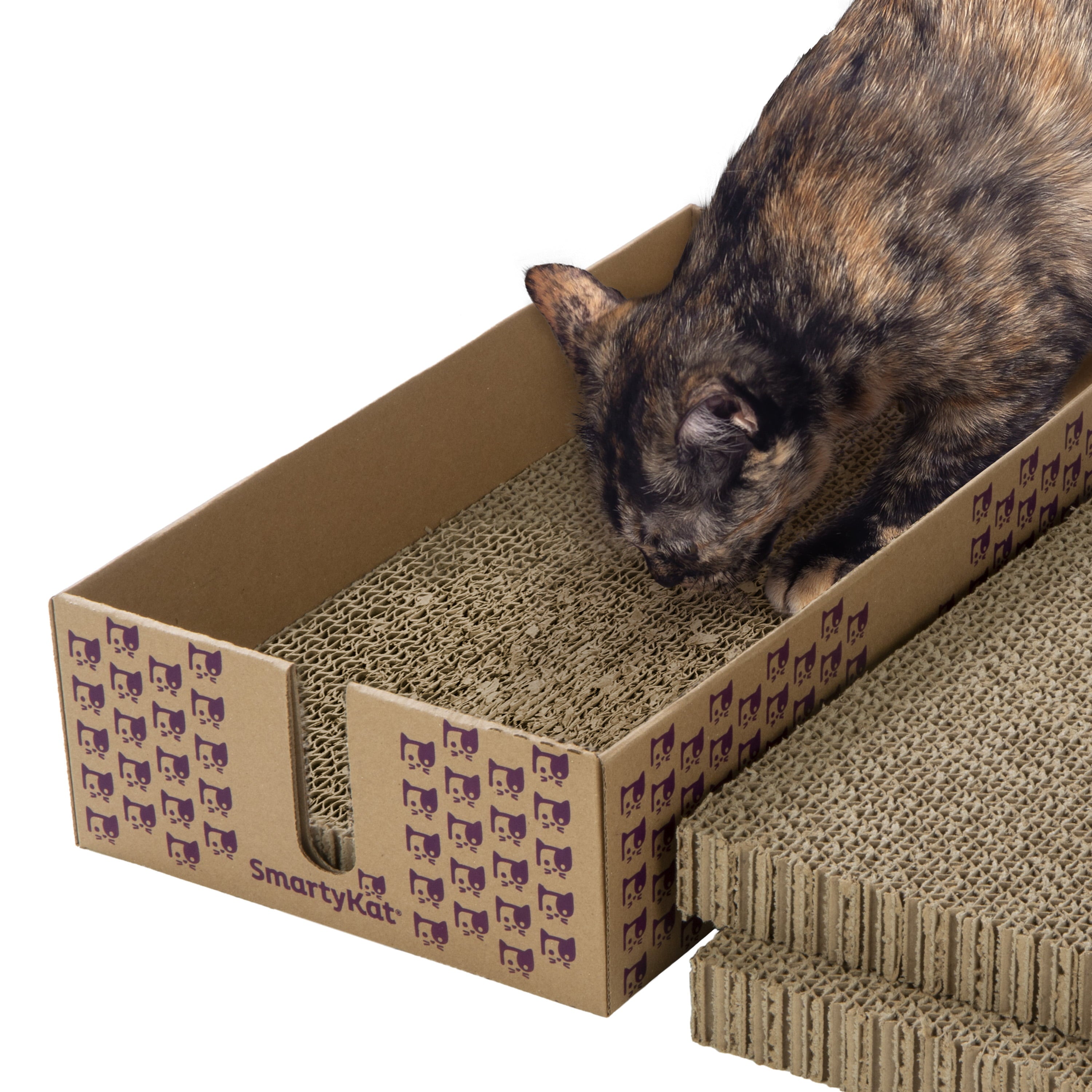 SmartyKat Super Scratcher+ Stacker Catnip-Infused Cardboard Corrugate Cat Scratch Pad Bed