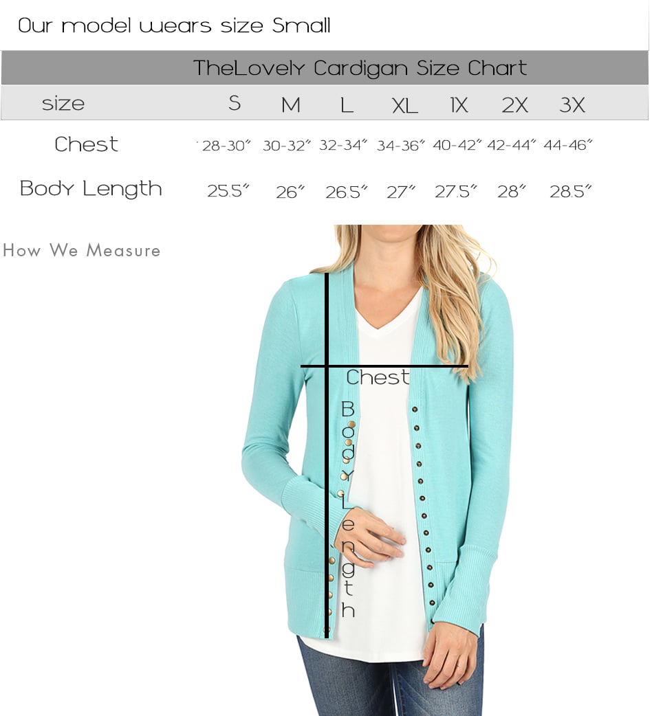 Zenana Women & Plus Classic Front V-Neck Thin Snap Button Down Long Sleeve Ribbed Knit Cardigan