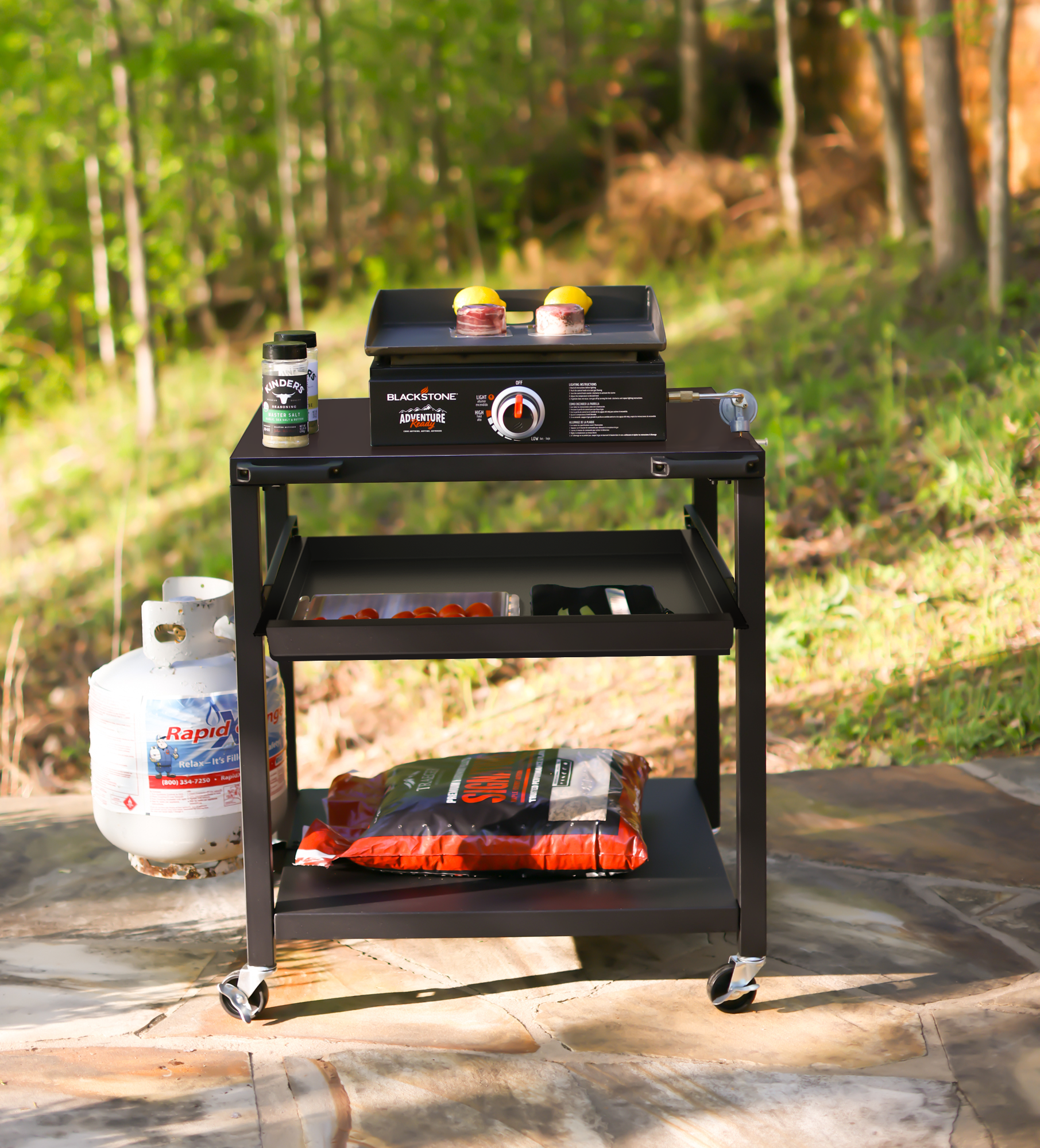 NUUK Three-Shelf Heavy Duty Rolling Outdoor Pizza Oven Table, 24