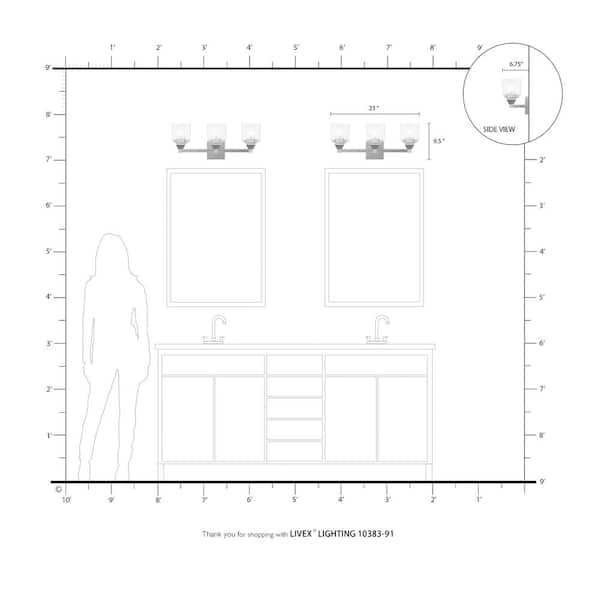 Aragon 3 Light Brushed Nickel Bath Vanity