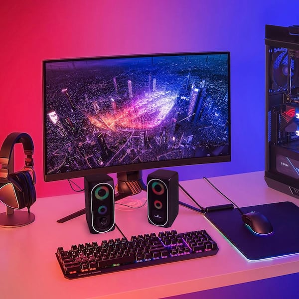 2.0 Computer Gaming Speakers with LED RGB Lights
