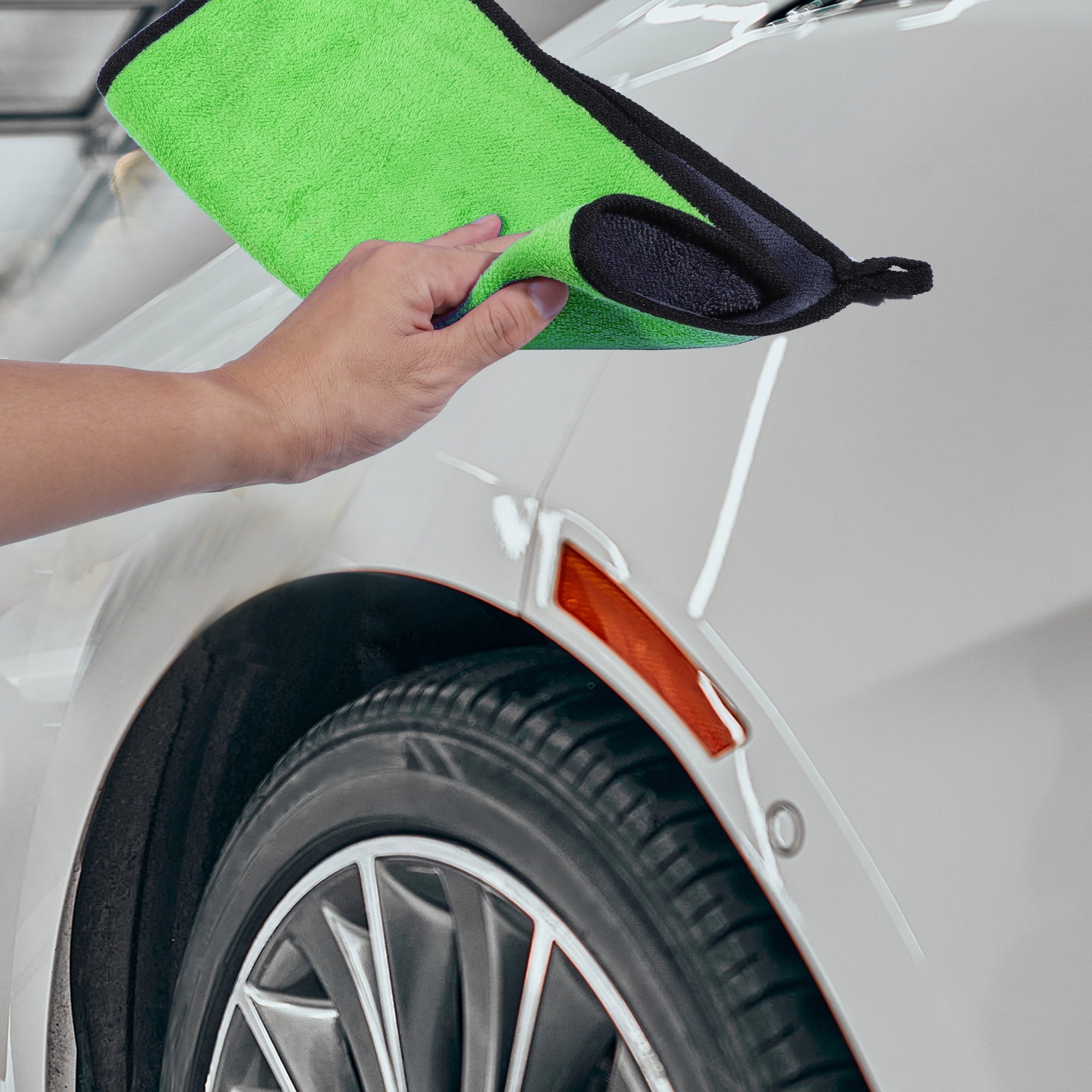 Unique Bargains 4pcs Microfibre Car Drying Towel 30 x 40cm 600GSM Car Drying Cloth Window Cleaner Gray Green