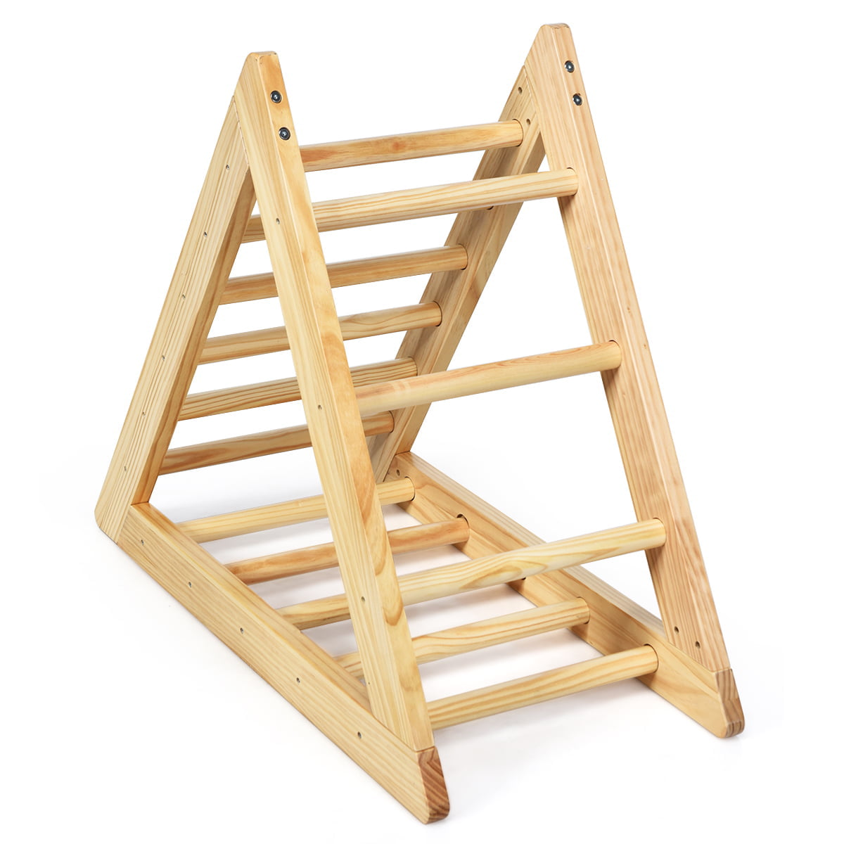 Costway Wooden Climbing Pikler Triangle with Climbing Ladder For Toddler Step Training, Natural