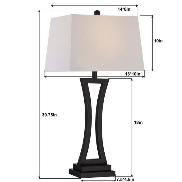 Cincinati 24 '' Black Table Lamp Set With White Shade (2-Pack）