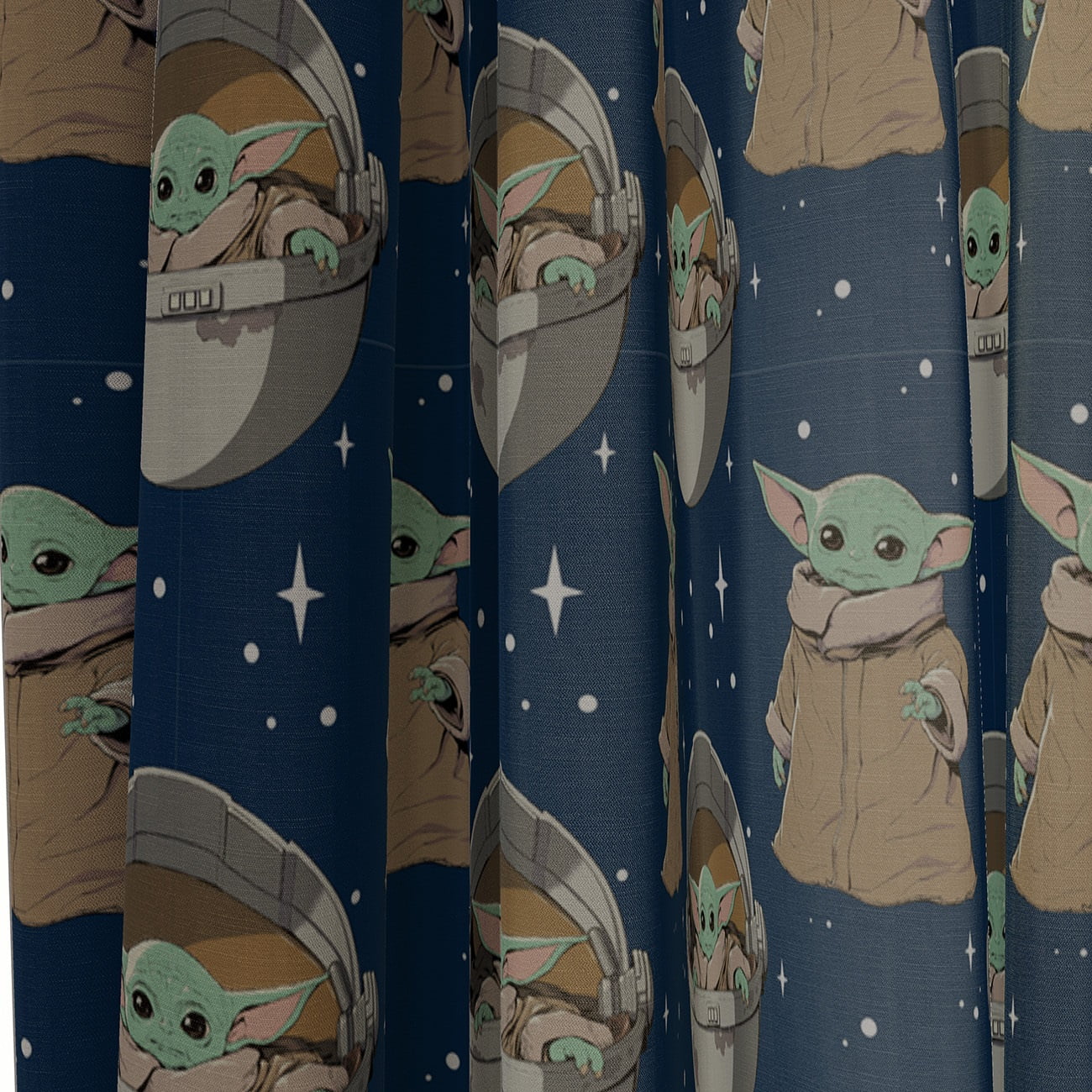 Baby Yoda Kids Window Drapes, 82 x 63, Microfiber, Blue, Star Wars