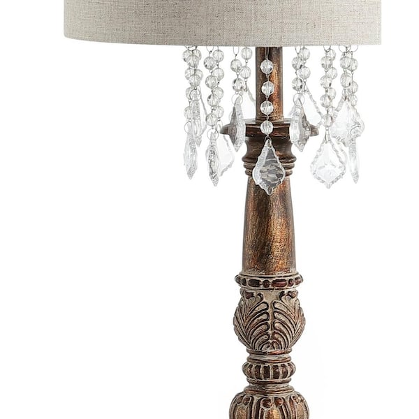 Carlisle 33.5 in. Antique Brown Resin/Acrylic LED Table Lamp
