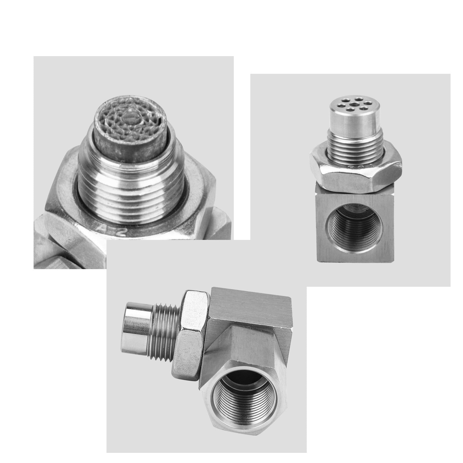 3mirrors 90-Degree 02 Sensor Check Engine Light Eliminator Adapter M18x1.5 Mounting Fittings Accessories - Stainless Steel