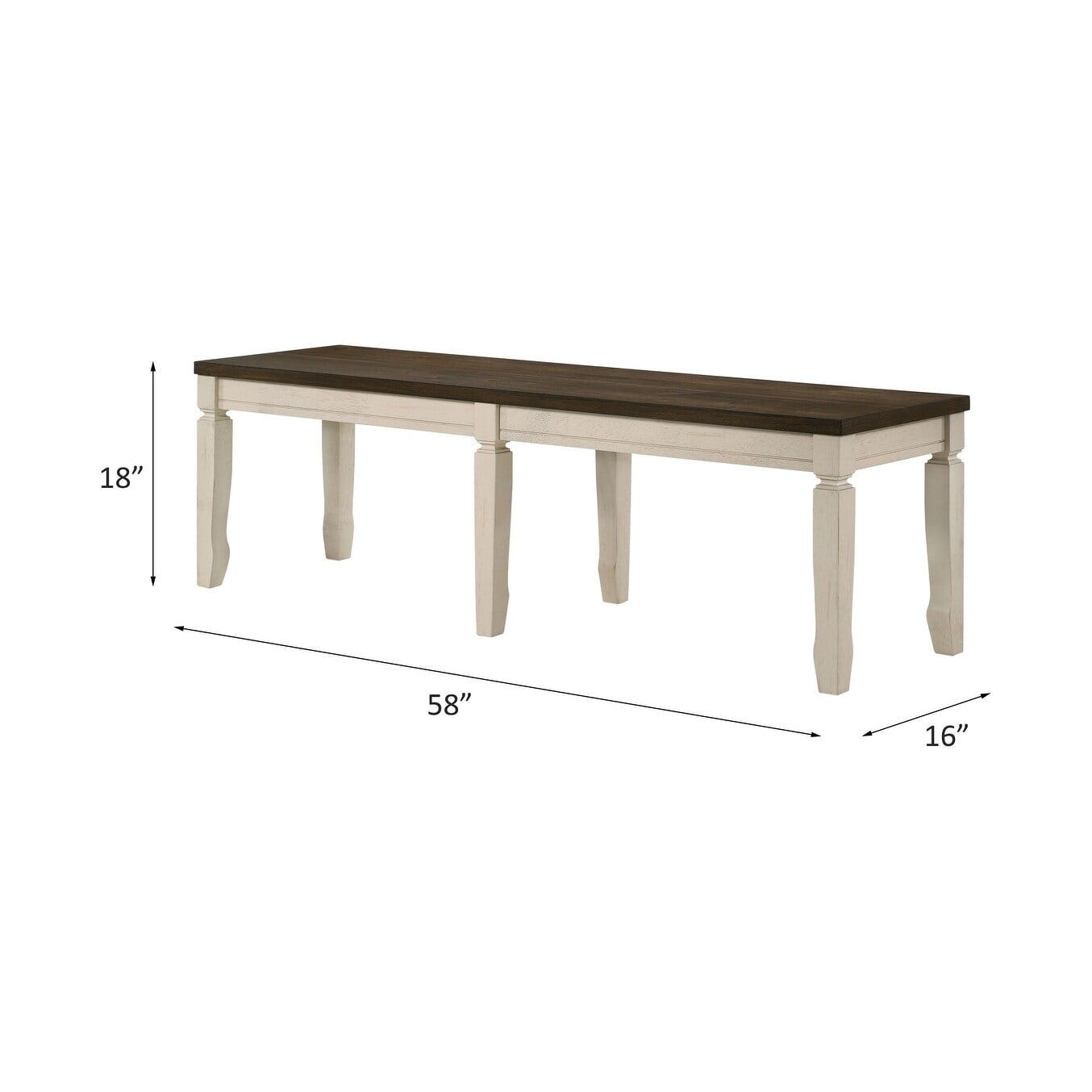ACME Fedele Bench in Weathered Oak and Cream