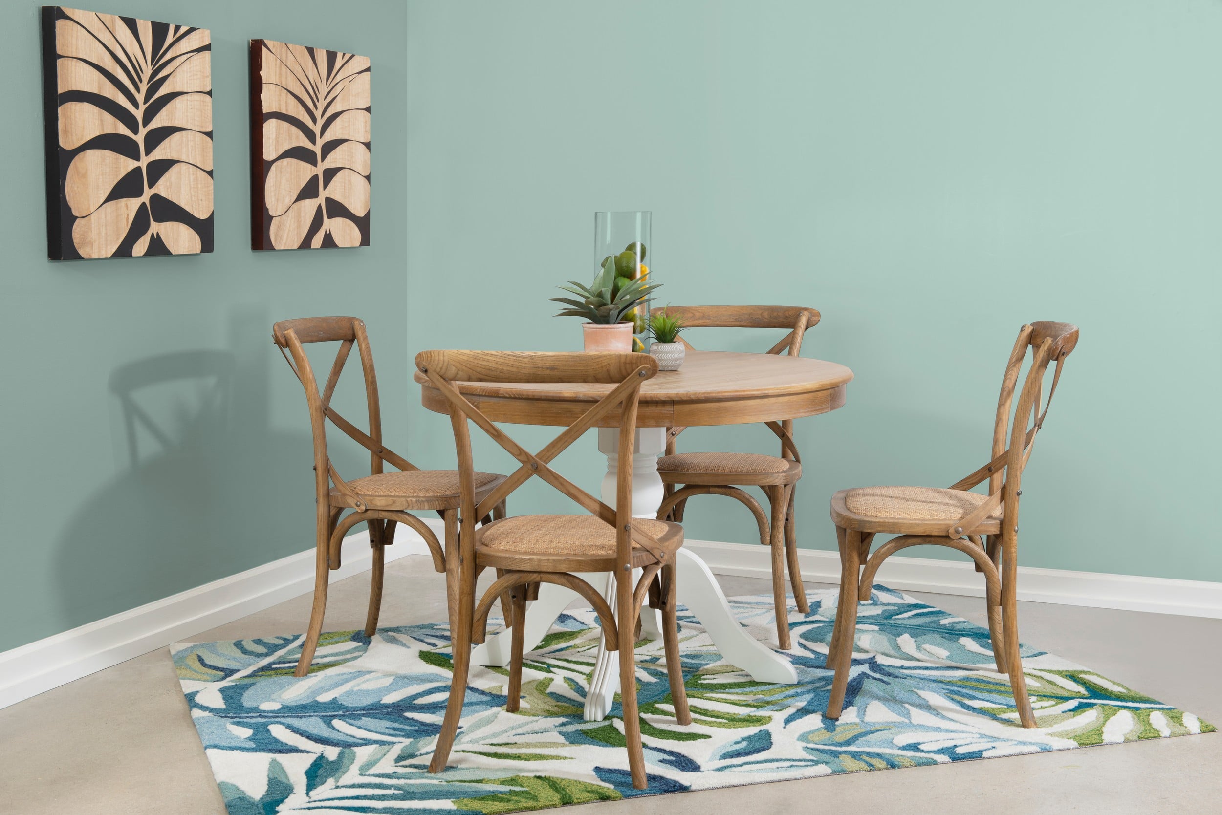 Linon Tobin  Pedestal Dining Table - Natural/White