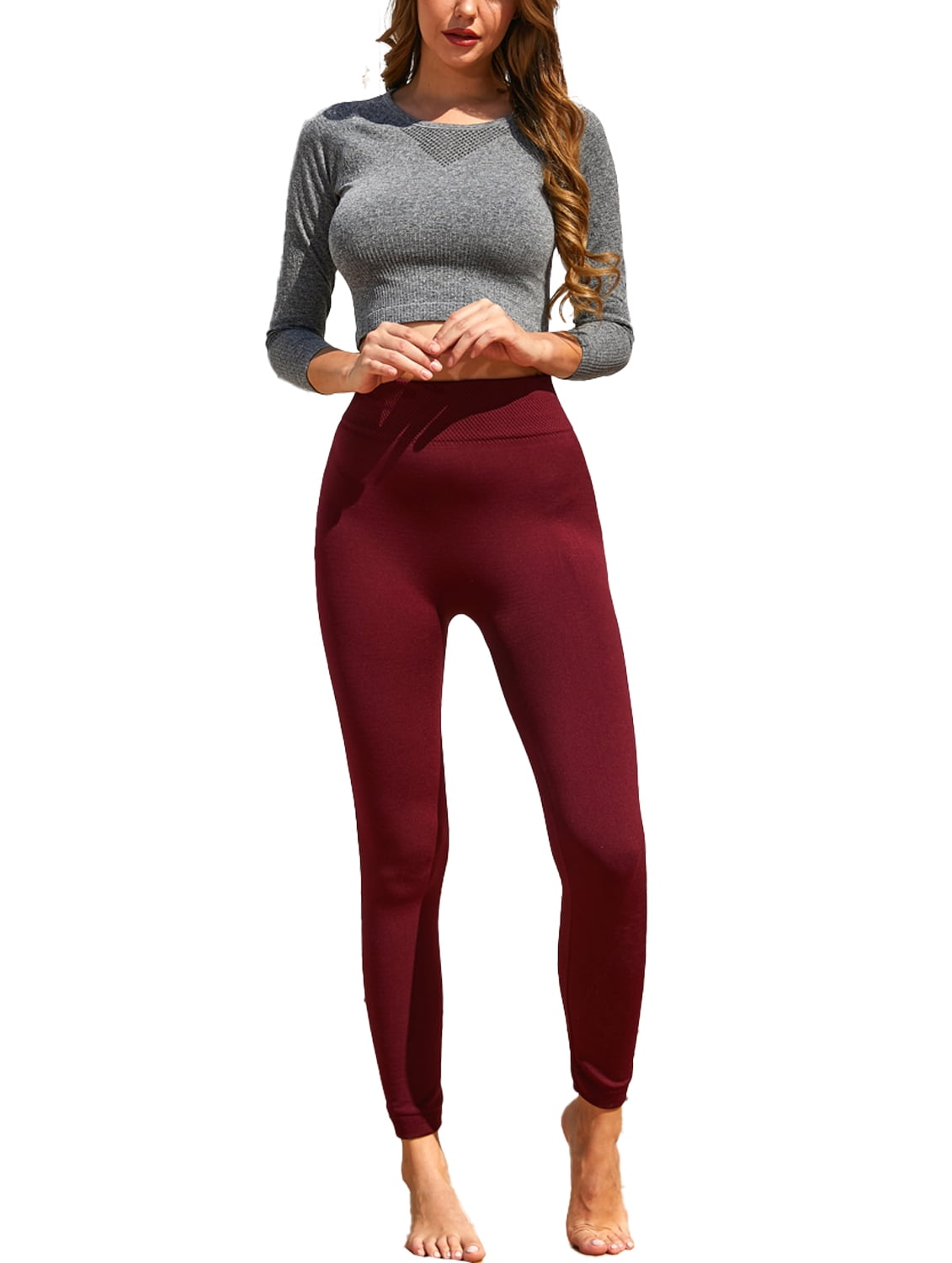 Doublju Womens Fleece Lined High Waist Ankle Length Female Leggings