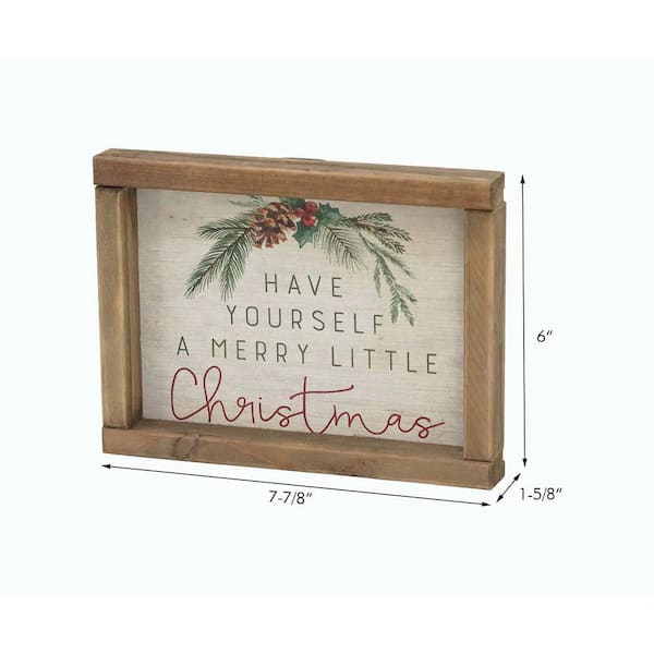 Have Yourself a Merry Little Christmas Farmhouse Wood Framed Tabletop Sign