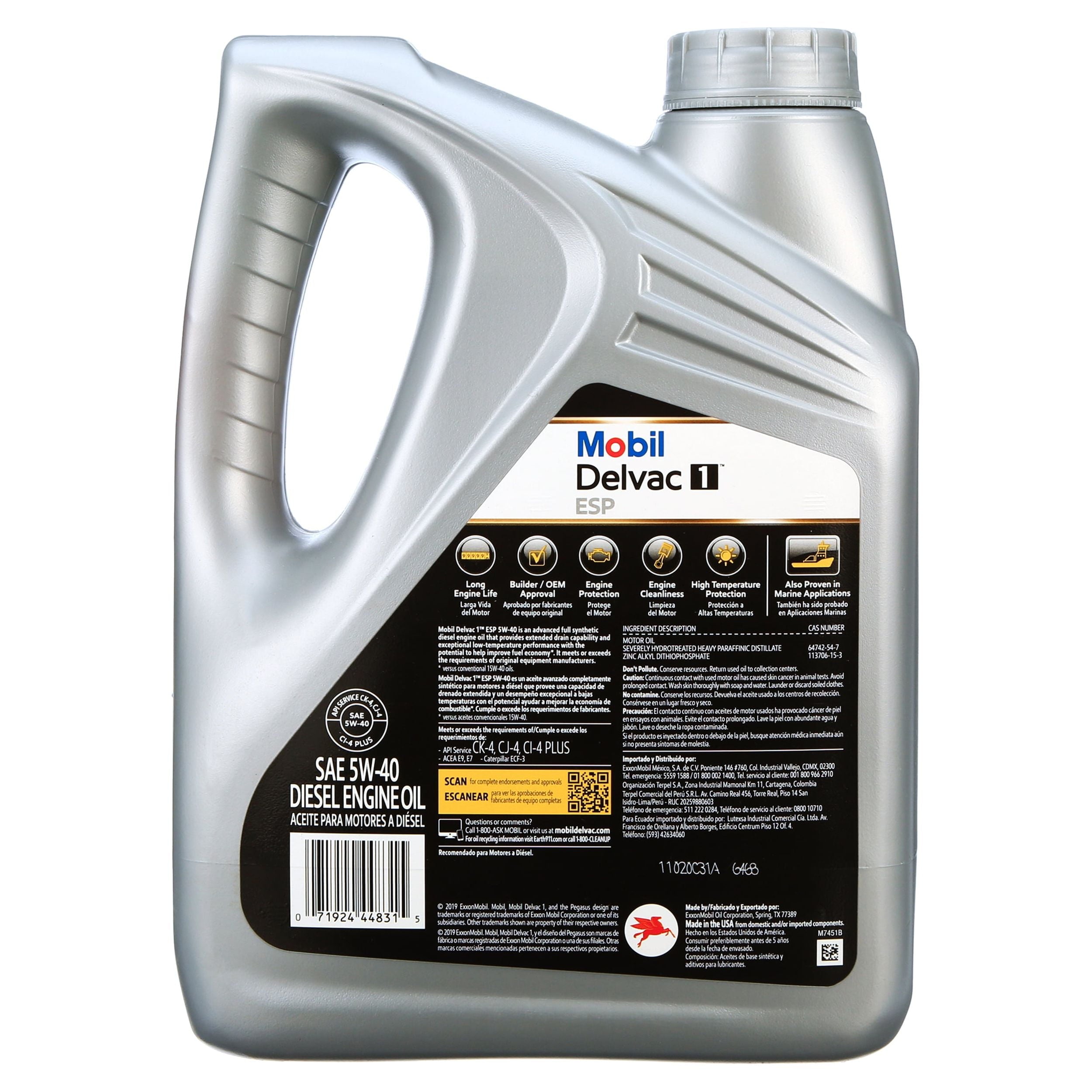 Mobil Delvac 1 ESP Heavy Duty Full Synthetic Diesel Engine Oil 5W-40, 1 Gal.