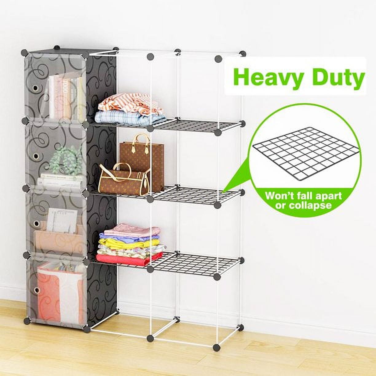SUGIFT Cube Storage 12-Cube Bookshelf Closet Organizer Storage Shelves Shelf Cubes Organizer DIY Square Closet Cabinet Shelves, Black