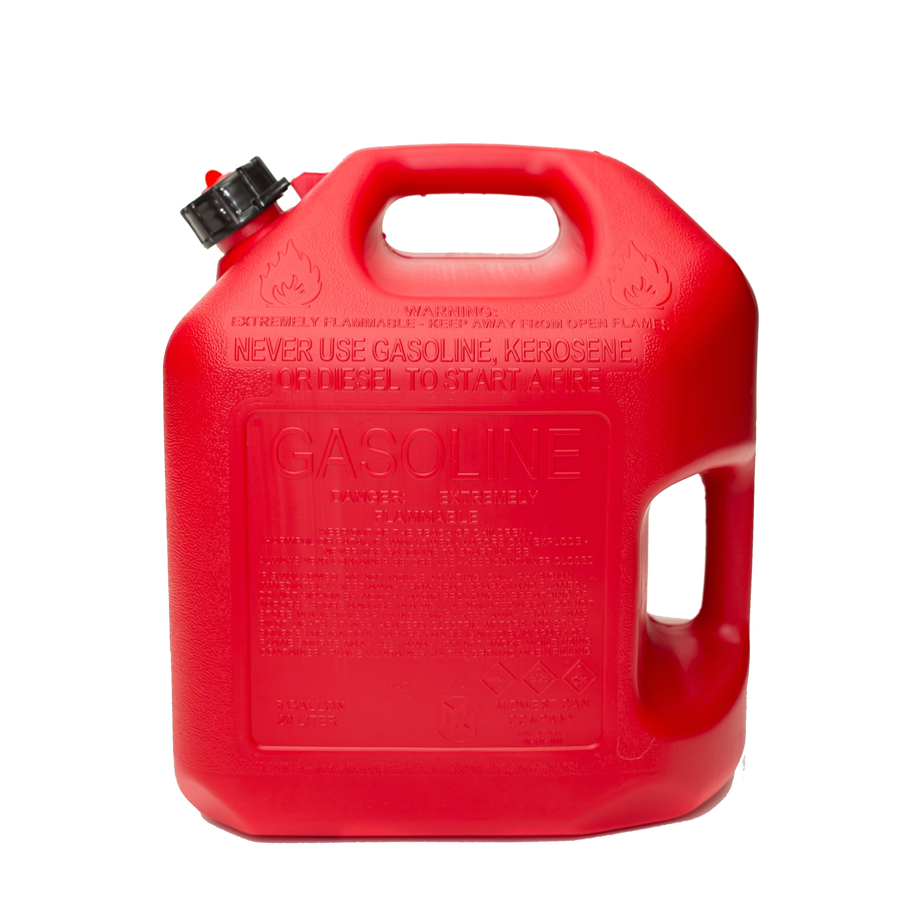 Midwest Can Company 5610 5-Gallon Gas Can Fuel Container Jug w/ Quick-Flow Spout