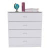UBesGoo 4-Drawer Dresser Pure White with Metal Handles Bedside Night Stand Bedroom, White