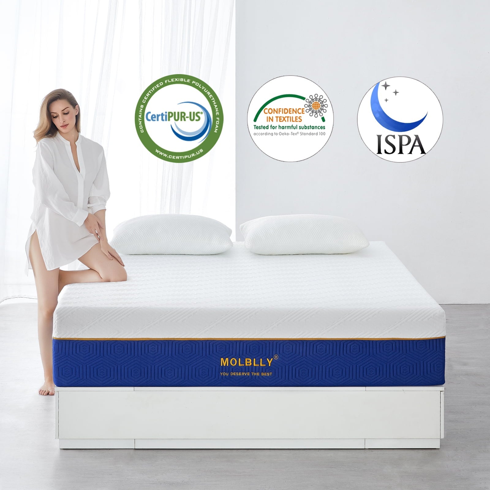 Mattress,Molblly 12 Inch Cooling-Gel Memory Foam Mattress in a Box,Medium Plush