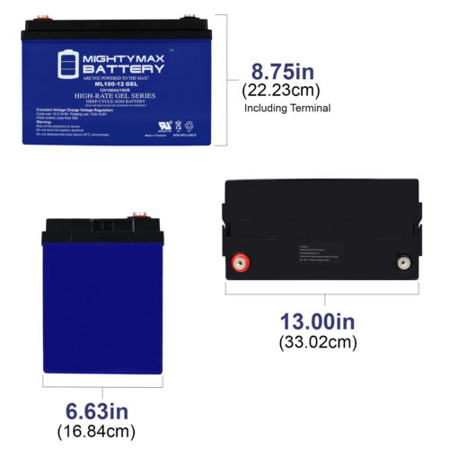 Mighty Max 12V 100AH GEL Battery Replaces Solar Wind Deep Cycle VRLA 12V 24V 48V