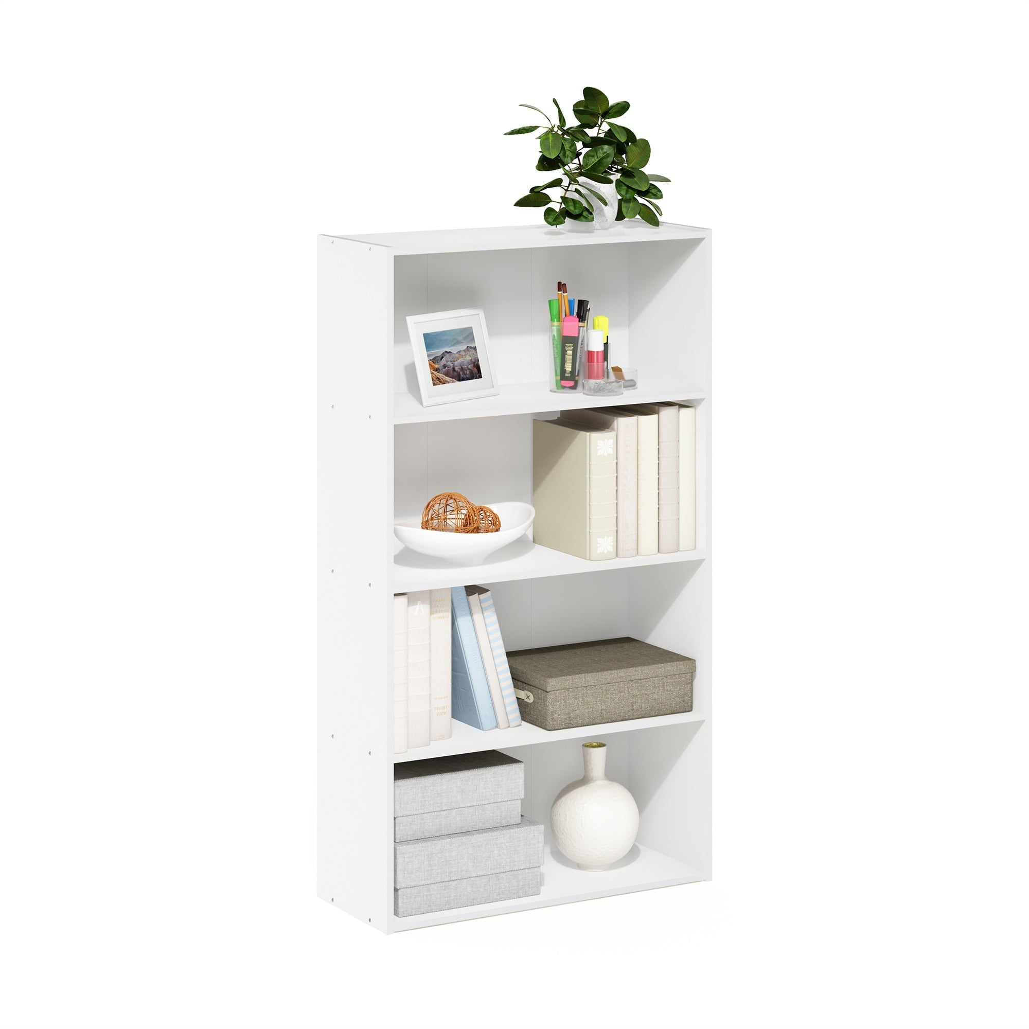 Furinno Pasir 4-Tier Open Shelf, White