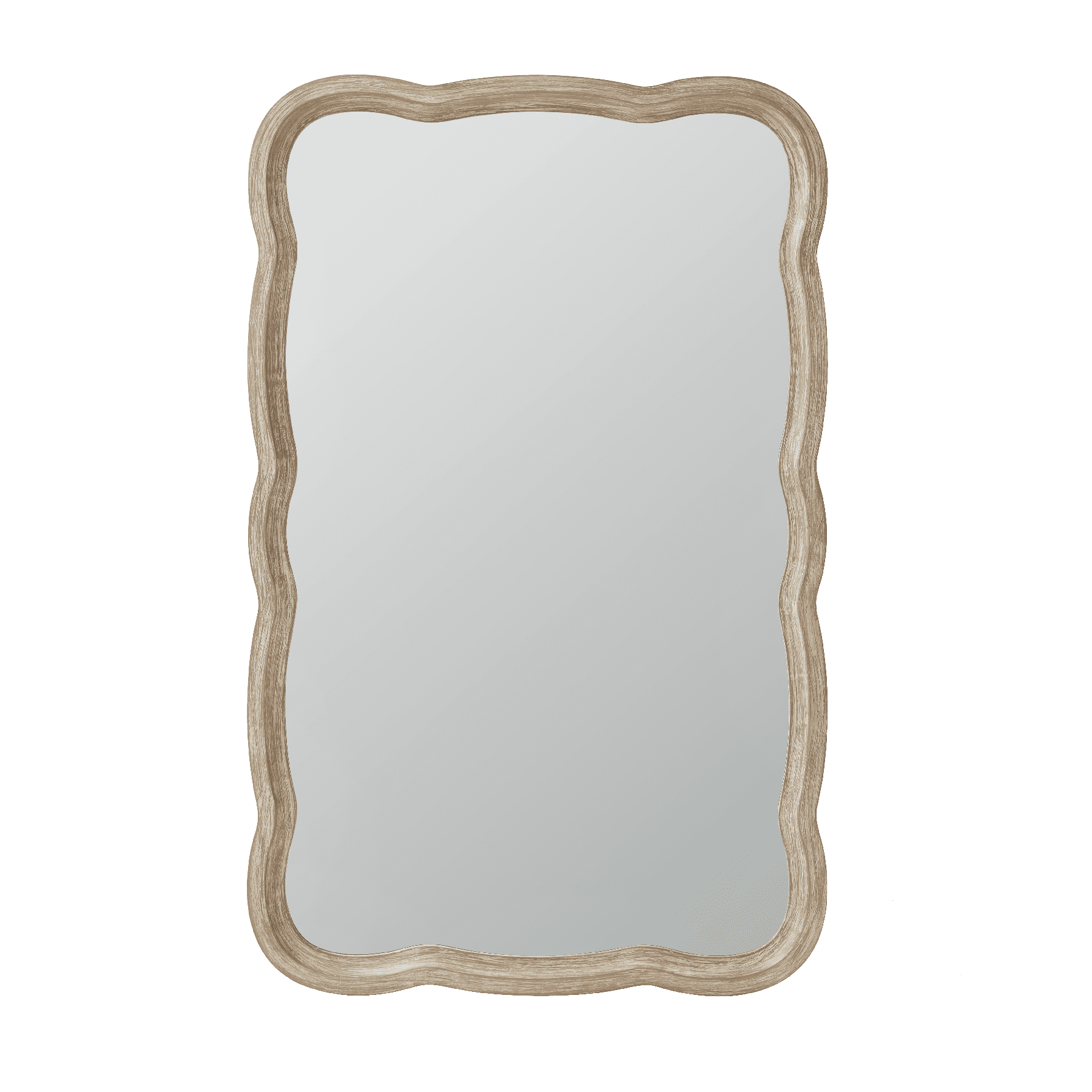 COZAYH Curved Wood Frame Accent Mirror, Farmhouse French Country Decorative Wall Mirror, Rectangle 23.5